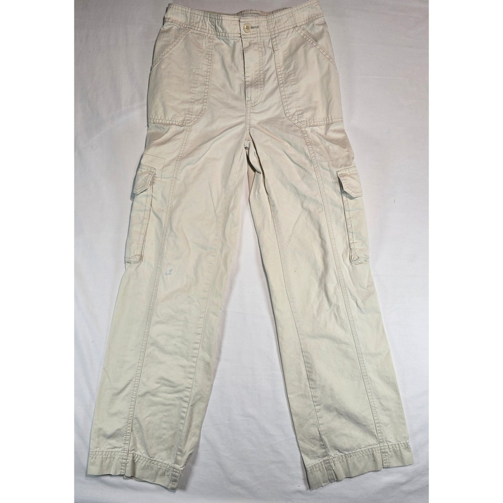 Abercrombie & Fitch Cream Cargo Pants High Rise Straight‎ Leg Beige 25 0R